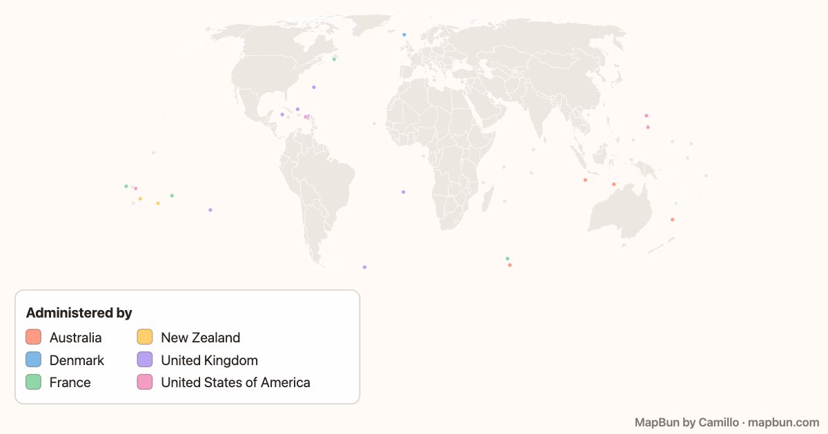 Overseas territories and their governing countries
