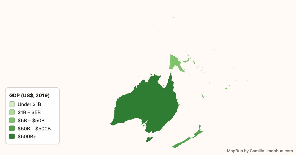 Oceania: GDP by country