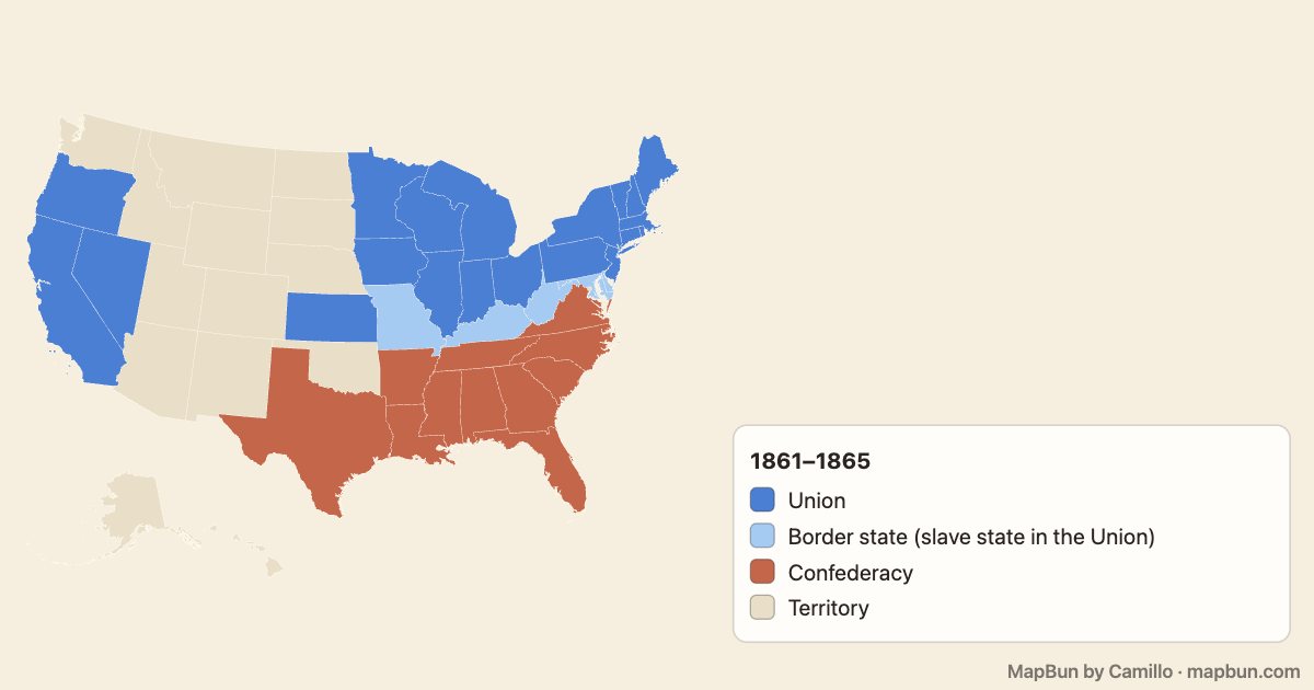 The Civil War: Union, Confederacy and border states