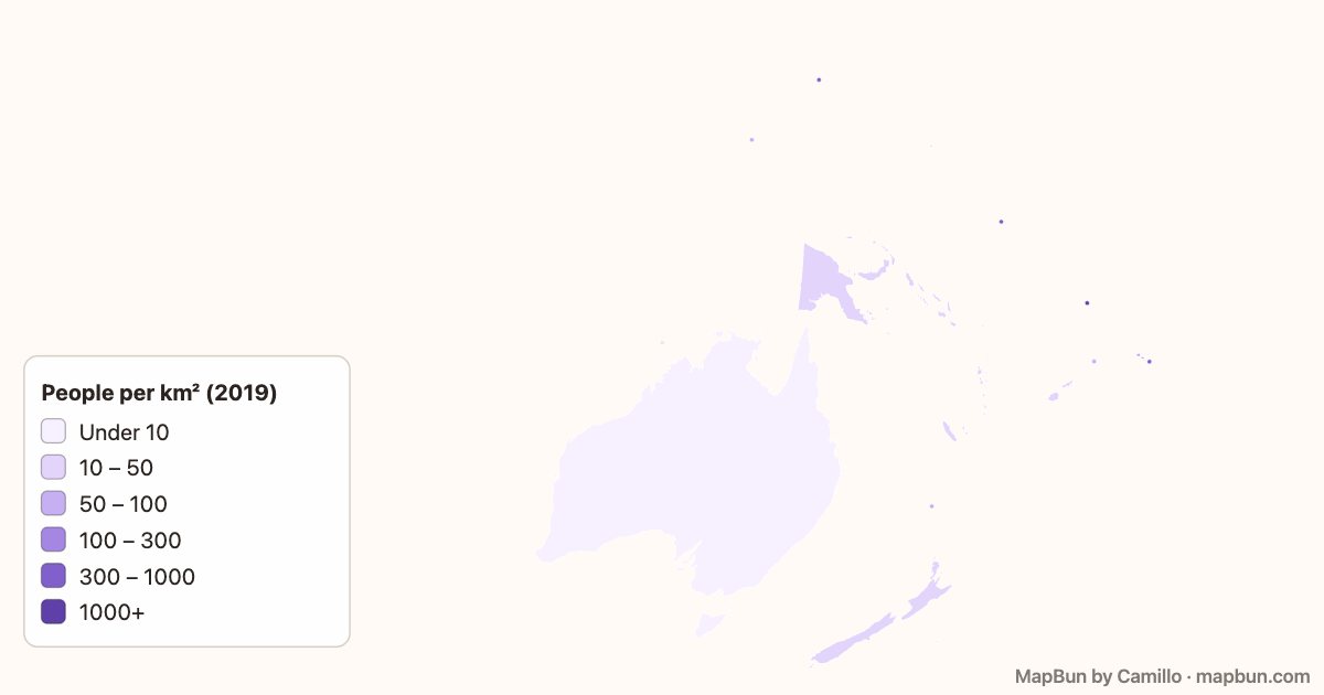 Oceania: population density