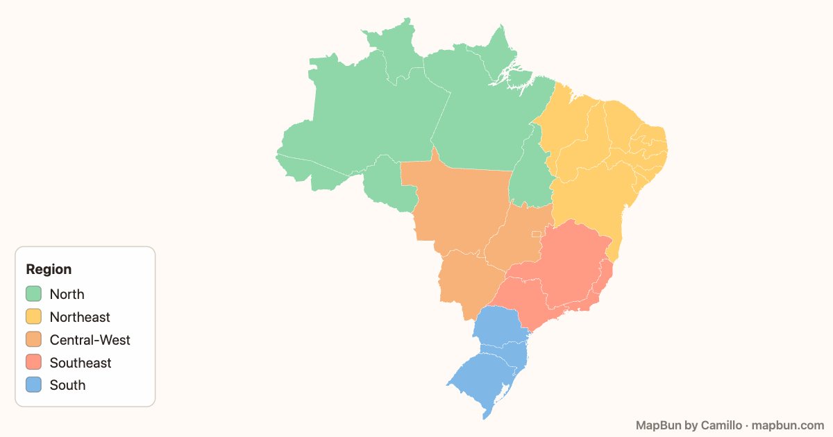 The five regions of Brazil