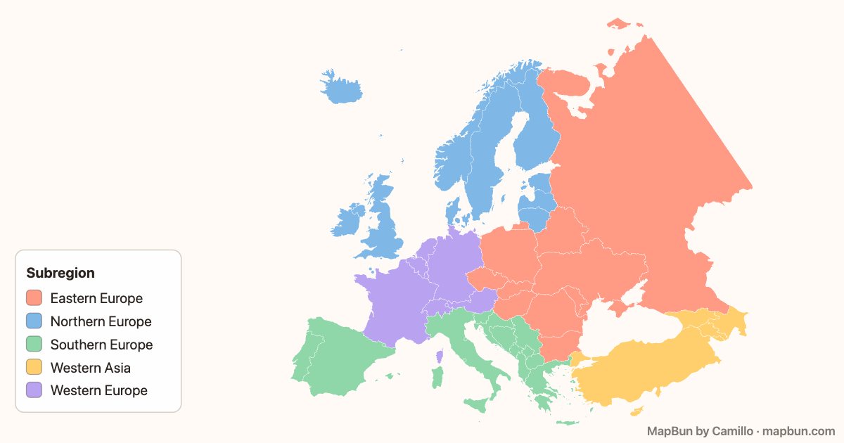 Europe by UN subregion