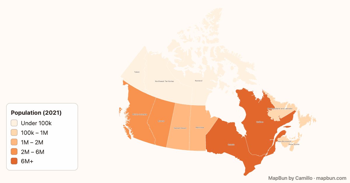Population of Canada by province (2021 census)