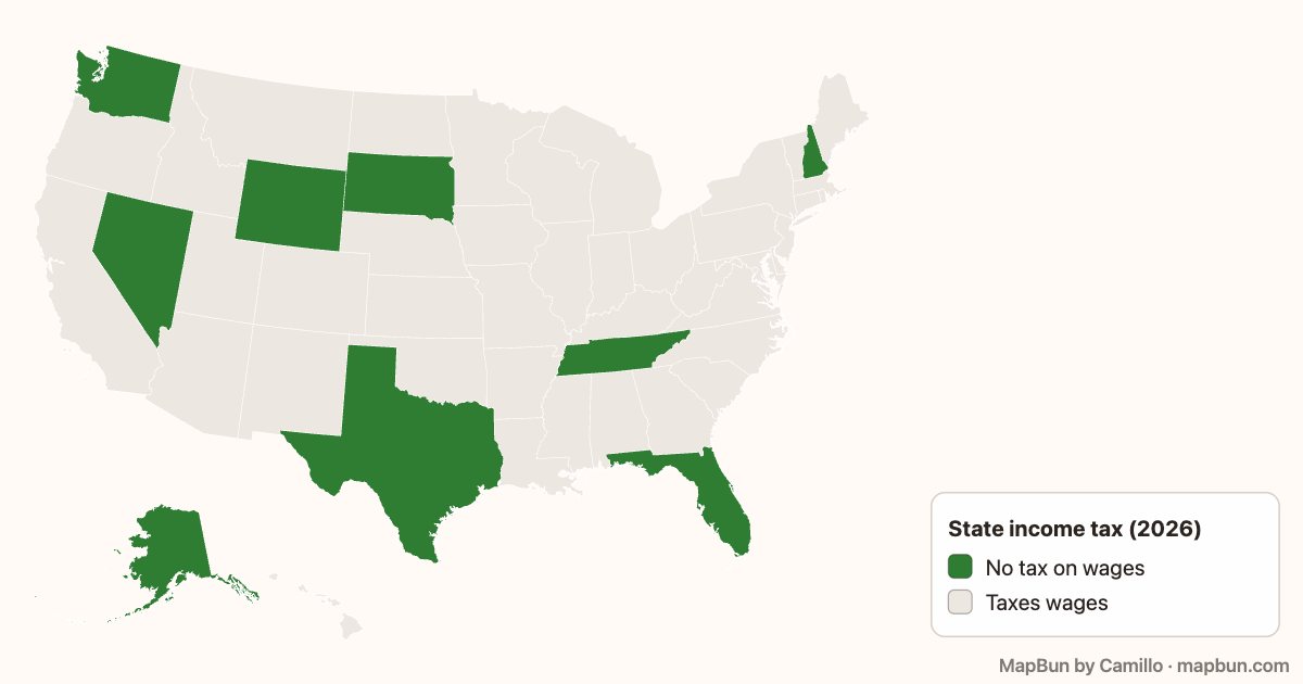 States with no income tax on wages