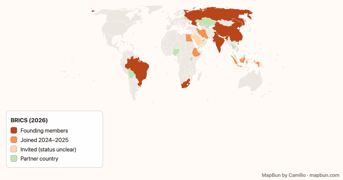 BRICS members and partners in 2026