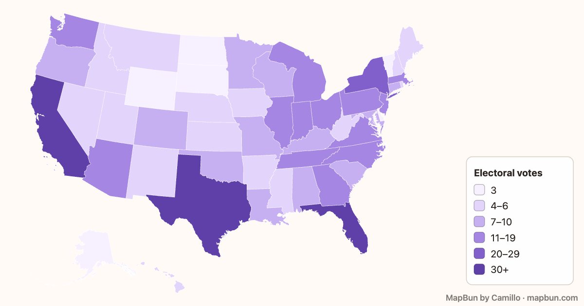 Electoral votes by state (2024–2028)