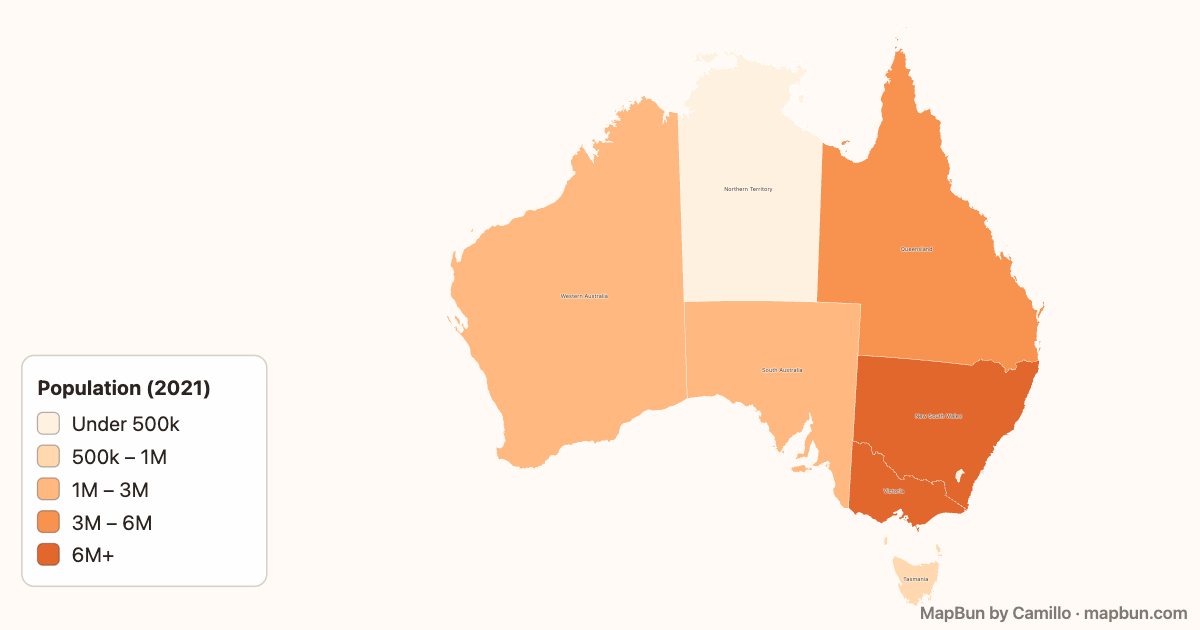 Population of Australia by state (2021 census)