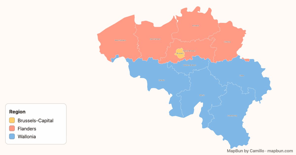 The three regions of Belgium