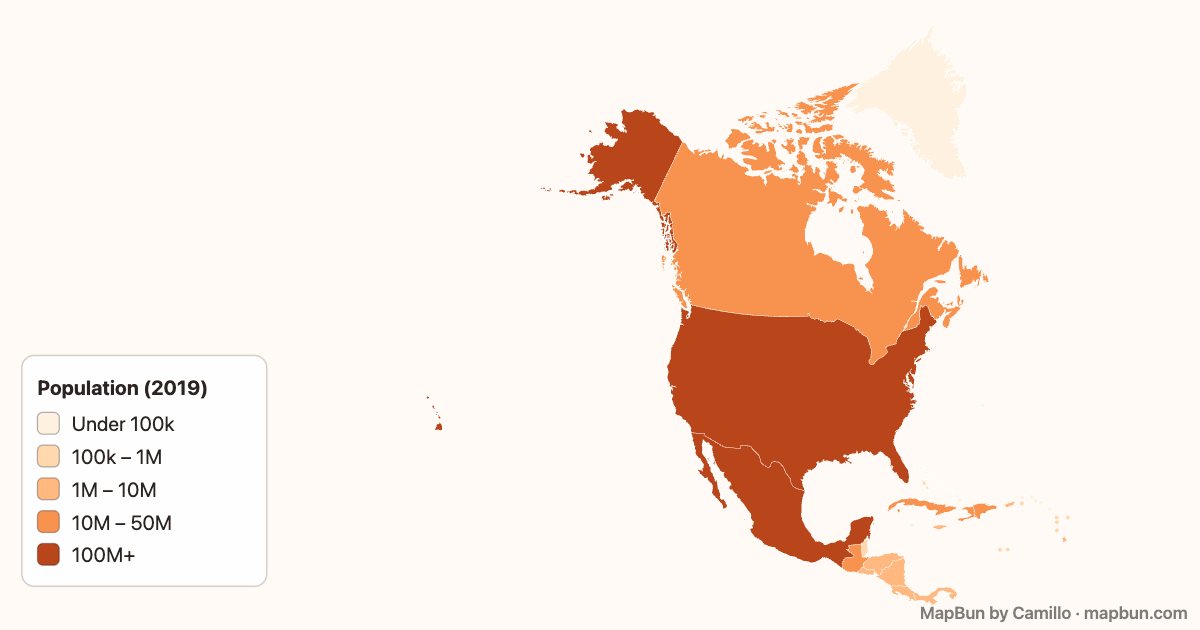 North America: population by country