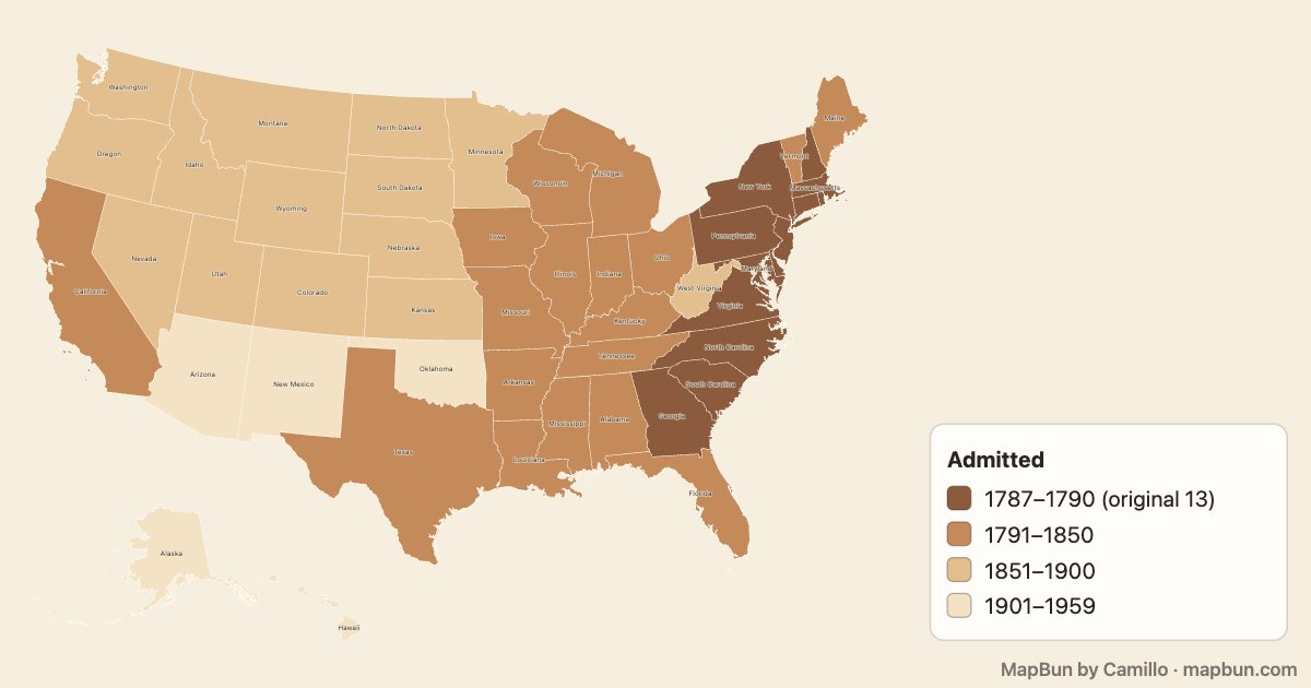 When each US state joined the Union