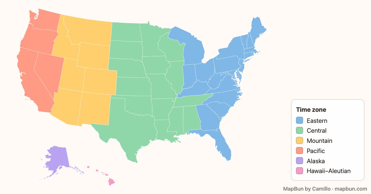US time zones by state